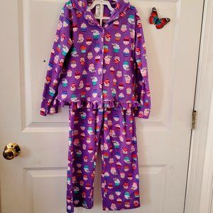 Member's Mark Purple Fleece Pajamas w/Cupcakes, Size Girl's 7/8